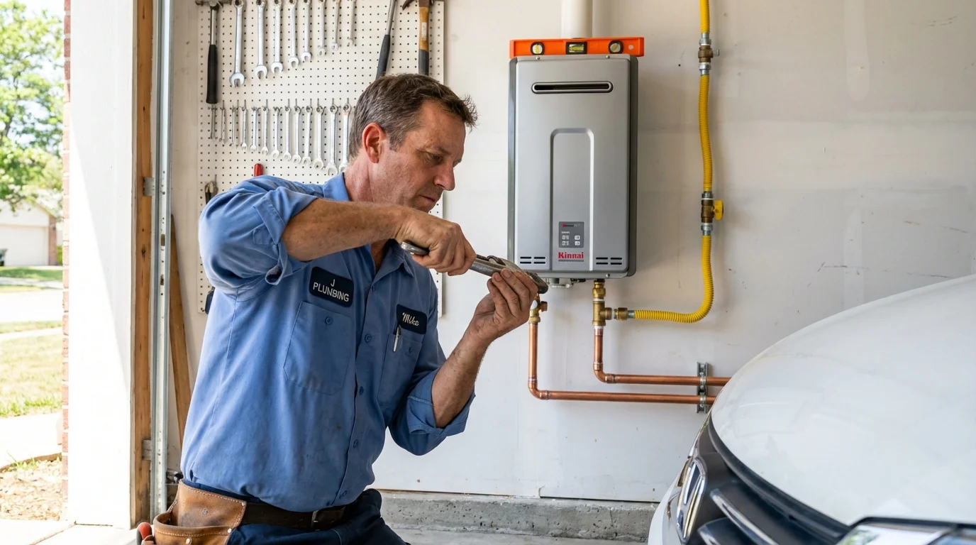 Tankless water heater installation by a Johns Plumbing LLC plumber in Dillonvale